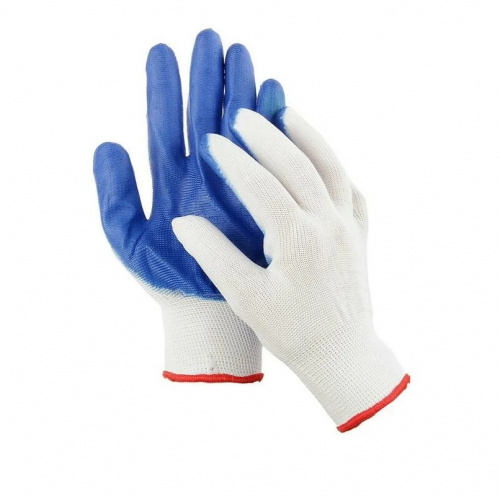 Перчатки нейлоновые с нитриловым покрытием синие