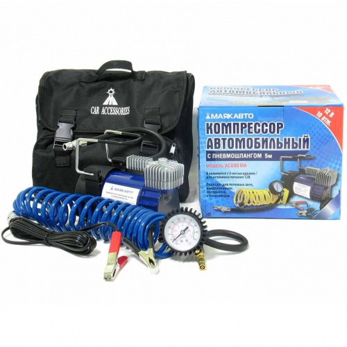 Компрессор поршневой  AC-600ма, усиленный, 35 л/мин, 150 PSI, 12V в сумке, МаякАвто