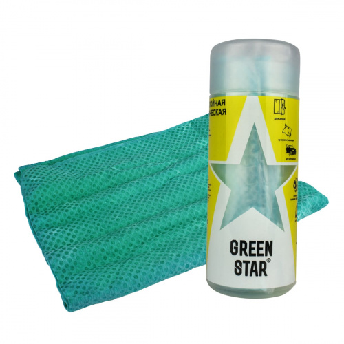 Салфетка из замши в тубе 43х66 Green Star зеленая многослойная, шт