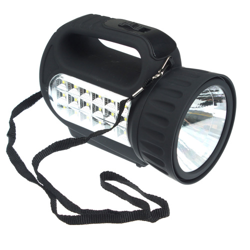 ЕРМАК Фонарь прожектор аккумуляторный, 18 SMD + 1 LED, шнур 220В, резинопластик, 18x11 см