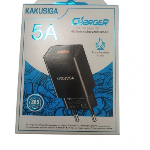 Зарядное устройство  для  моб. телефонов-адаптер 220В 1 USB  5A  KAKUSIGA 