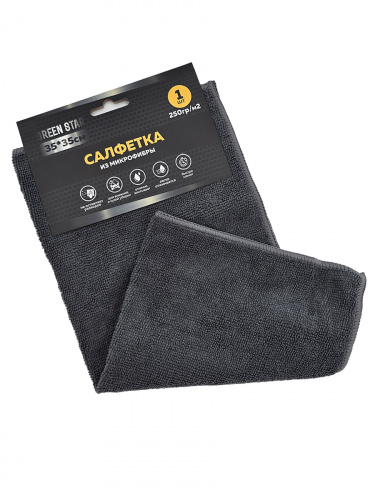 Салфетка из микрофибры 35x35 см Green Star темно-серая 250 гр/м2, шт